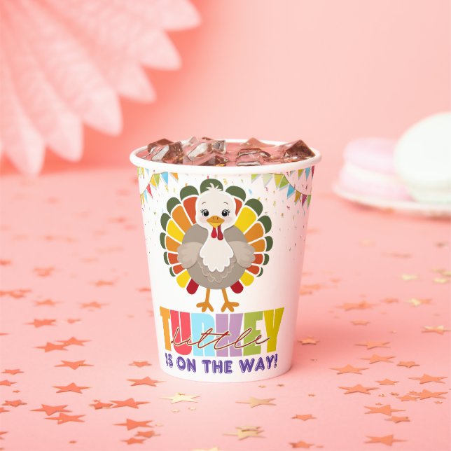 Colourful Festive Little Turkey Baby Shower Paper Cups (Insitu)