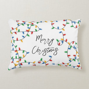 Colourful Festive Merry Christmas Lights Pattern  Accent Pillow