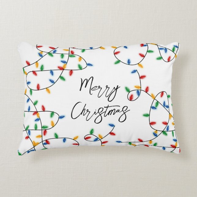 Colourful Festive Merry Christmas Lights Pattern  Accent Pillow (Front)