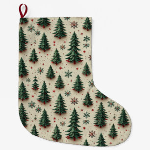 Colourful Festive Pattern Large Christmas Stocking
