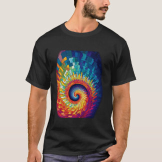 Colourful Fibonacci Spiral Psychedelic Colours Abs T-Shirt