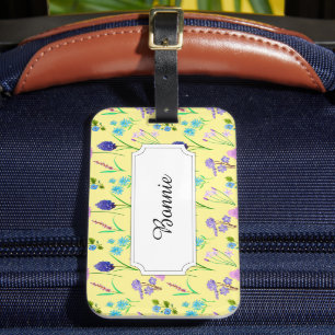 Colourful Field flowers on yellow Luggage Tag