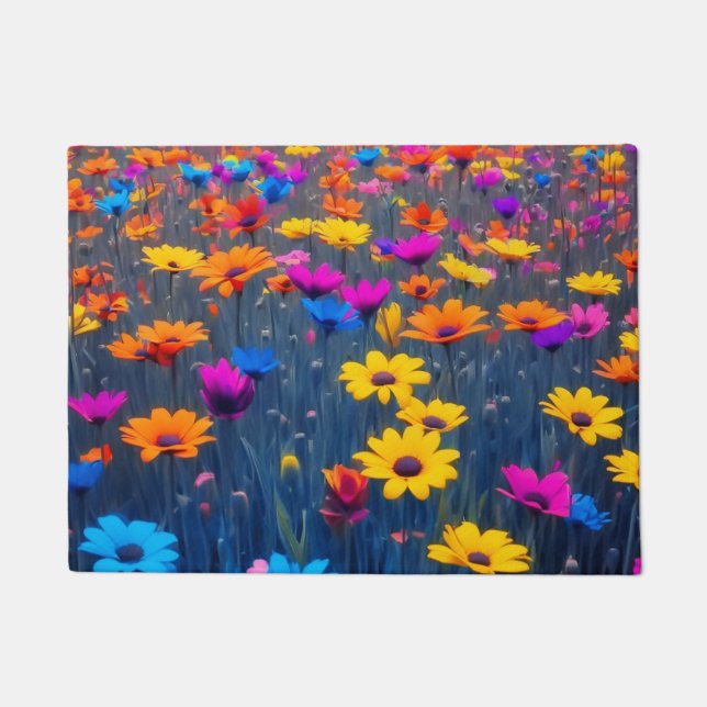 Colourful Field Of Flowers Doormat (Front)