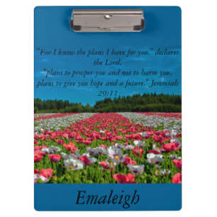 Colourful Field of Poppies Bible Verse Clipboard