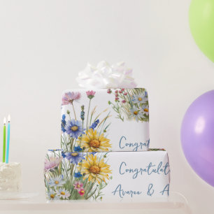 Colourful Field Wildflowers Wedding/Shower Wrapping Paper