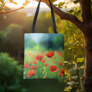 Colourful Field with Poppies Tote Bag