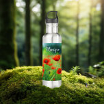 Colourful Field with Poppies Water Bottle<br><div class="desc">A cheerful water bottle,  the perfect gift for a flower lover. A colourful landscape with a field of red poppies in vibrant watercolor. The bold colours of red,  green and blue evoke a warm summer's day.</div>