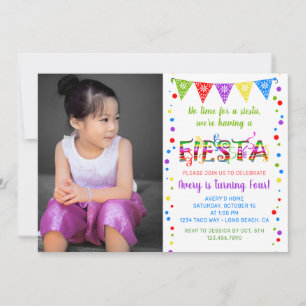 Colourful fiesta birthday party invitation