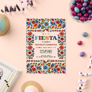 Colourful Fiesta Floral Folk Art Graduation Party Acrylic Invitations