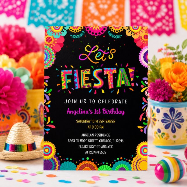 Colourful Fiesta Mexican Birthday Invitation (Creator Uploaded)