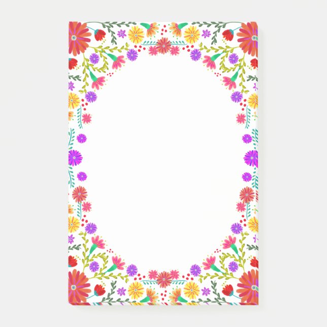 Colourful Fiesta Mexican Floral Frame Post-it Notes (Front)