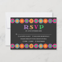 Colourful Fiesta Mexican Flowers Wedding RSVP
