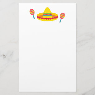 Colourful Fiesta Sombrero Hat Maracas Stationery