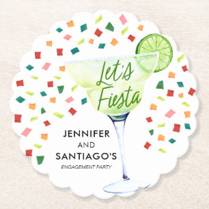 Colourful Fiesta Theme Engagement Paper Coaster