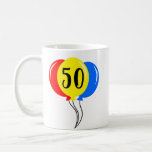 Colourful Fifth Birthday Balloons Coffee Mug<br><div class="desc">Customize this Colourful 50th Birthday Balloons Mug with any age you want. Featuring a three balloons in red,  blue and yellow.</div>