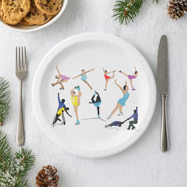 Colourful Figure Skating Ice Skaters in Motion Paper Plate (Creator Uploaded)
