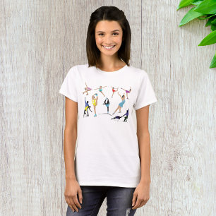 Colourful Figure Skating Ice Skaters in Motion T-Shirt