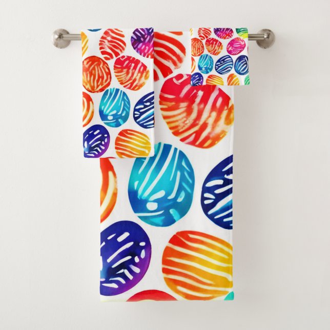 Colourful Fingerprint Art Bath Towel Set (Insitu)
