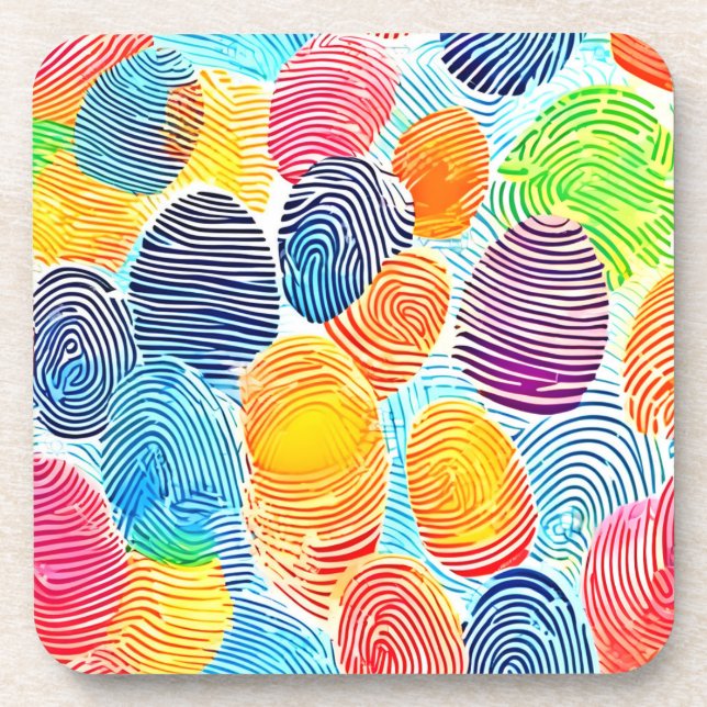 Colourful Fingerprint Pattern Coaster (Front)