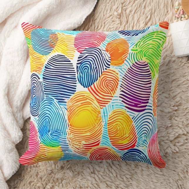 Colourful Fingerprint Pattern Throw Pillow (Blanket)