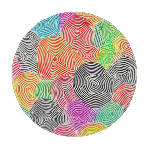 Colourful Fingerprint Patterns Abstract Art Cutting Board