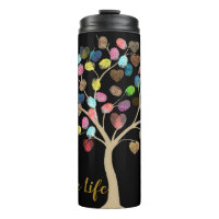 Colourful Fingerprint Tree "Celebrate Life" hearts