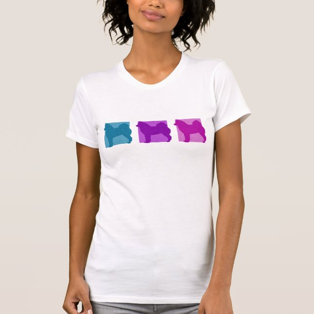 Colourful Finnish Spitz Silhouettes T-Shirt (Front)