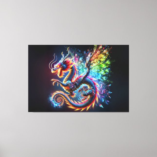 Colourful Fire Dragon Canvas Print (Front)