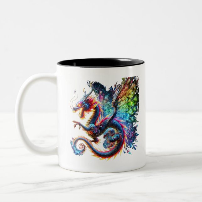 Colourful Fire Dragon Two-Tone Coffee Mug (Left)
