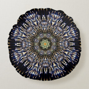 Colourful Firework Mandala Round Pillow
