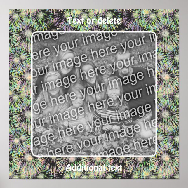 Colourful Fireworks Frame Create Your Own Photo Poster (Front)