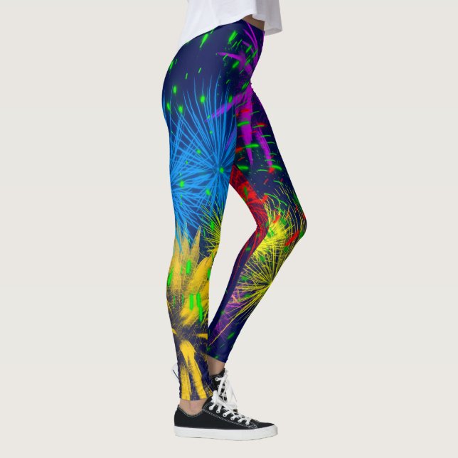 Colourful fireworks funny unique leggings (Right)