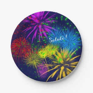 Colourful fireworks funny unique paper plate