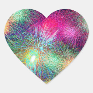 Colourful fireworks heart sticker