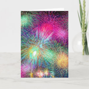 Colourful fireworks holiday card