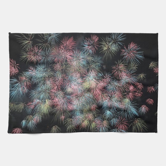 Colourful Fireworks Kitchen Towel (Horizontal)