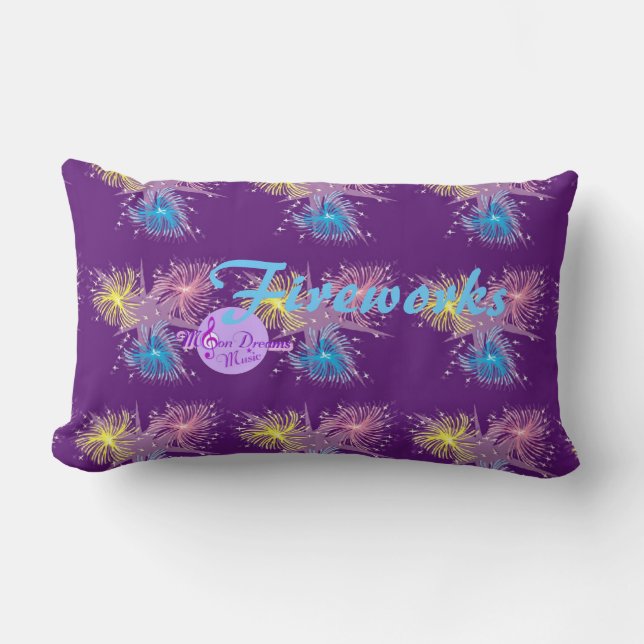 Colourful Fireworks Lumbar Throw Pillow (Front)