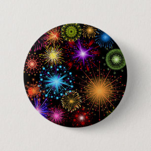 Colourful fireworks New Year 2 Inch Round Button
