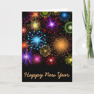 Colourful fireworks New Year Holiday Card