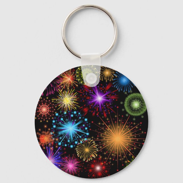 Colourful fireworks New Year Keychain (Front)