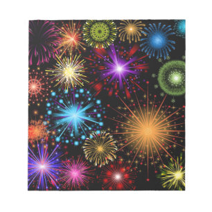 Colourful fireworks New Year Notepad