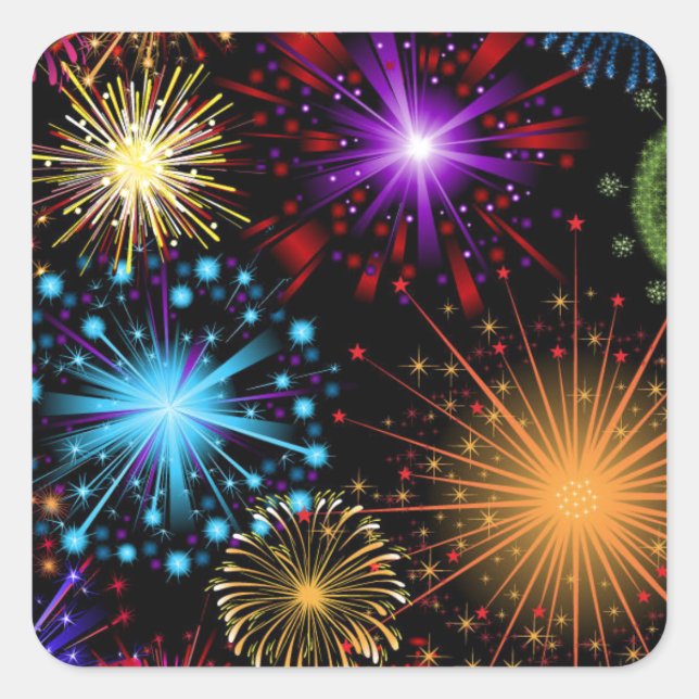 Colourful fireworks New Year Square Sticker (Front)