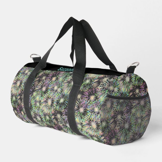 Colourful Fireworks Pattern Personalized Duffle Bag (Right Corner)
