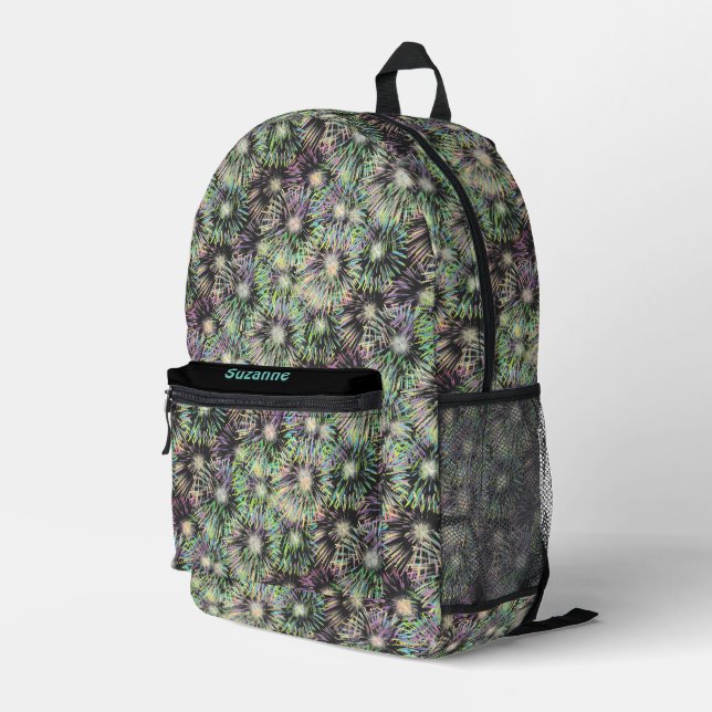 Colourful Fireworks Pattern Personalized Printed Backpack (Back Corner Right)