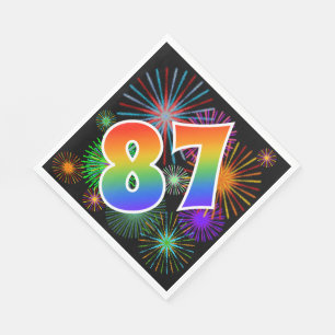 Colourful Fireworks + Rainbow Pattern "87" Event # Napkin