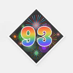 Colourful Fireworks + Rainbow Pattern "93" Event # Napkin
