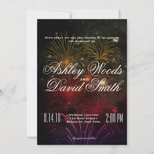 Colourful Fireworks Wedding Invitation (Front)