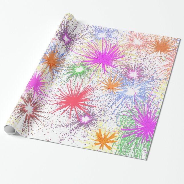Colourful Fireworks Wrapping Paper (Unrolled)