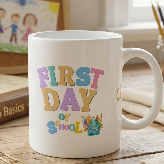 Colourful First Day of School Personalized Mug (Creator Uploaded)