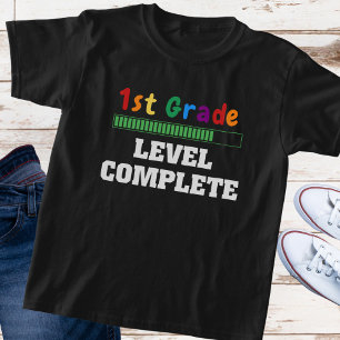 Colourful "First Grade, Level Complete" Child's T-Shirt